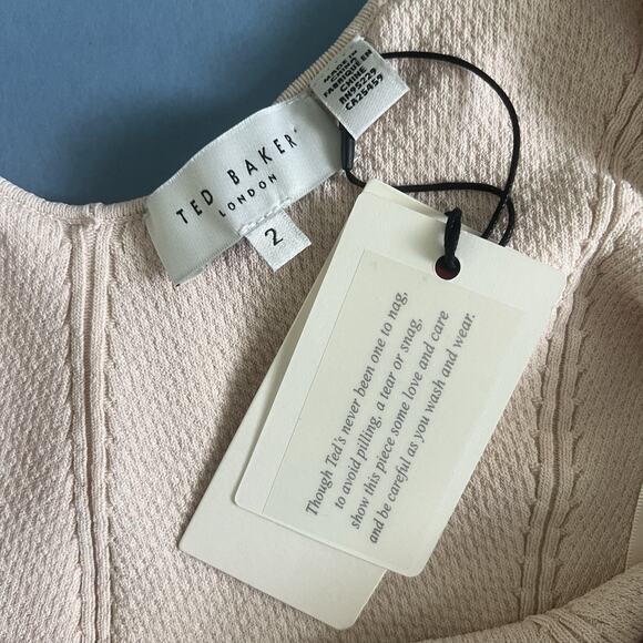 NWT Ted Baker London Samaha Ruffle Neck Light Pink Knit Sleeveless Sweater - Picture 6 of 7